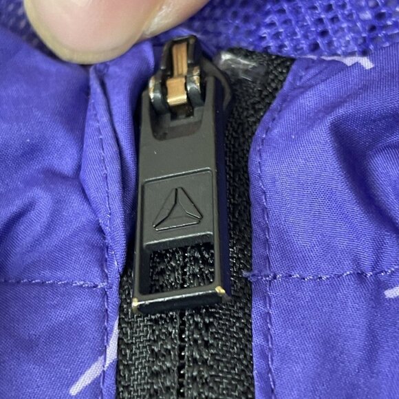 Reebok Hooded Windbreaker Jacket Women’s S Logo Allover Print Full Zip Vent Back - Picture 16 of 16